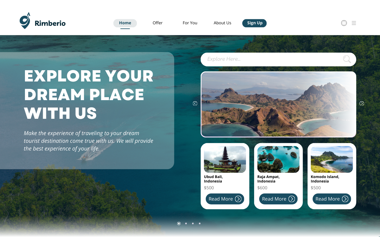 Blue and White Simple Travel Website Dekstop Prototype